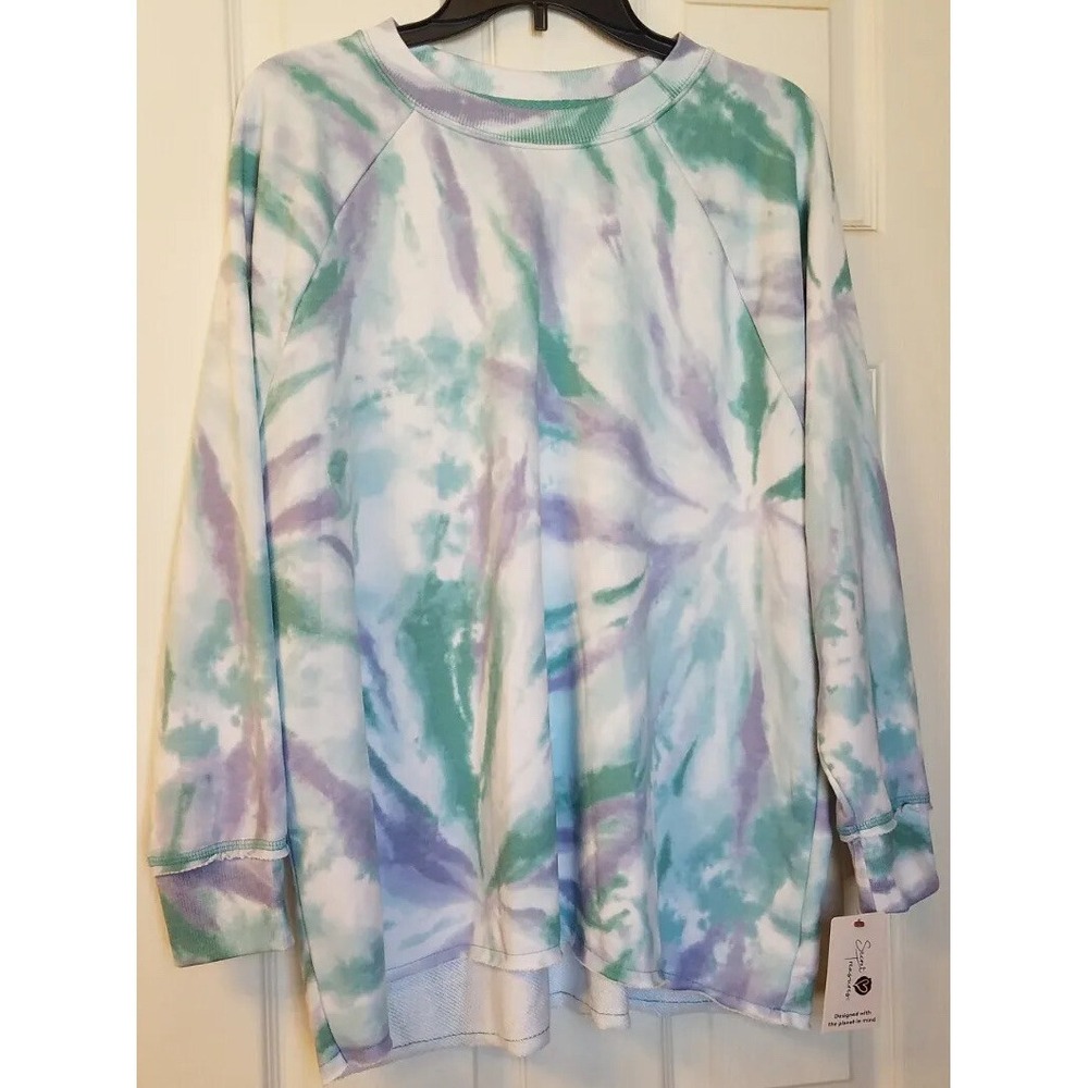 Secret Treasures Women Sleep Sweater Top Tye Dye Teal Green Purple M (8-10) NEW